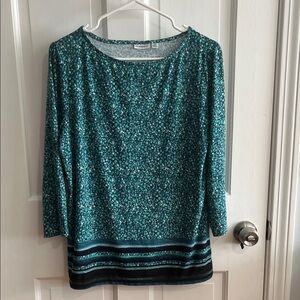 Croft & Barrow Teal Floral Blouse